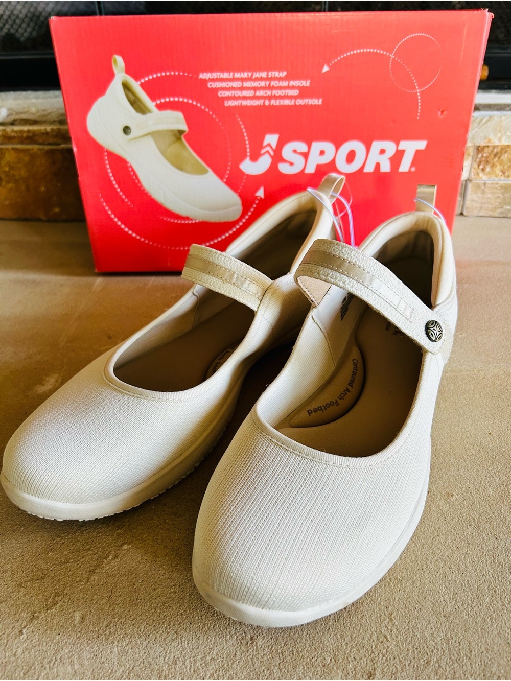 J Sport Melody Cream Mary Jane Sneakers Womens 10 Memory Foam S5MDY99